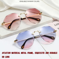 ผู้หญิงแว่นตากันแดด Cermin Mata Hitam เกาหลี Rimless แว่นตาแฟชั่น Gradient Polarized UV400เลนส์