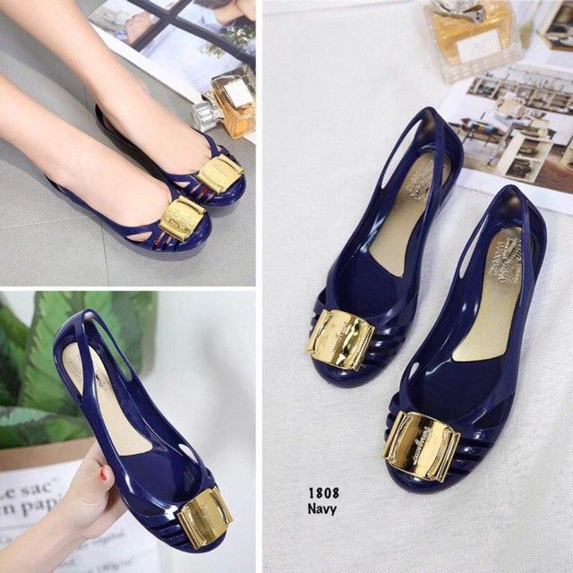 ready-stock-gold-version-jelly-shoes