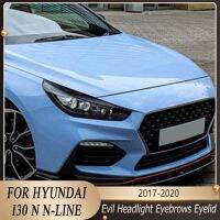 2Pcs ABS Glossy Car Evil Headlight Eyebrows Eyelid For Hyundai I30n N-Line RS I30n MK3 2017 2018 2019 2020 3D Trim Stickers