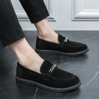 European and American Matte Leather Black Loafers Men  s Versatile Business Men  s Shoes Slip - on Driving Office Casual Shoes