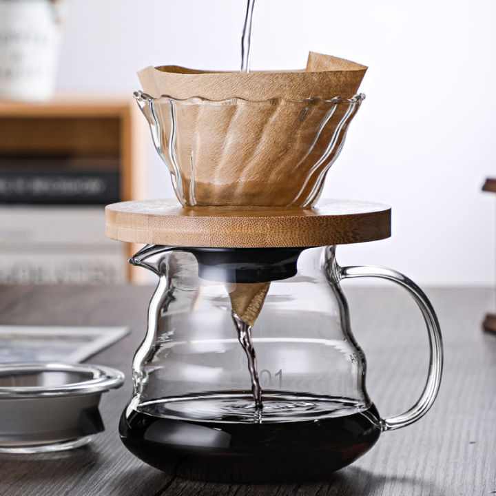 ชุดดริปกาแฟ-ดริปกาแฟ-เหยือกดริปกาแฟ-แก้วดริปกาแฟ-กาดริปกาแฟ-ที่ดริปกาแฟ-ชุดชงกาแฟ-ความแข็งสูง-ความโปร่งใสสูง-350ml-และ-500ml-coffee-glass-pot-set