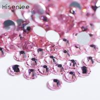 Glittering Light Pink Glass Crystal Stone Non Hotfix Flatback Nail Rhinestones For Nails 3D Nail Art Decoration Gem Accessory