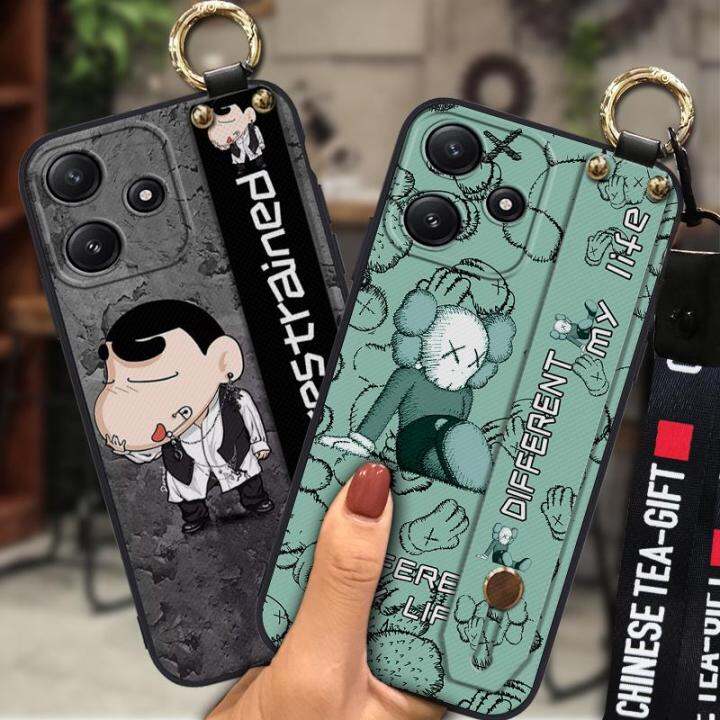 soft-case-anti-dust-phone-case-for-redmi-note12r-shockproof-kickstand-ring-cartoon-back-cover-lanyard-wrist-strap-cute