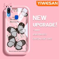 YIWESAN เคสสำหรับ VIVO Y91เคส Y95 Y91i รูปผีเสื้อสีดำสีสันสดใสเคสโทรศัพท์โปร่งใสกันกระแทกแบบนิ่มป้องกันเลนส์กล้องมอนสเตอร์ที่น่ารักเคสซิลิโคนใส