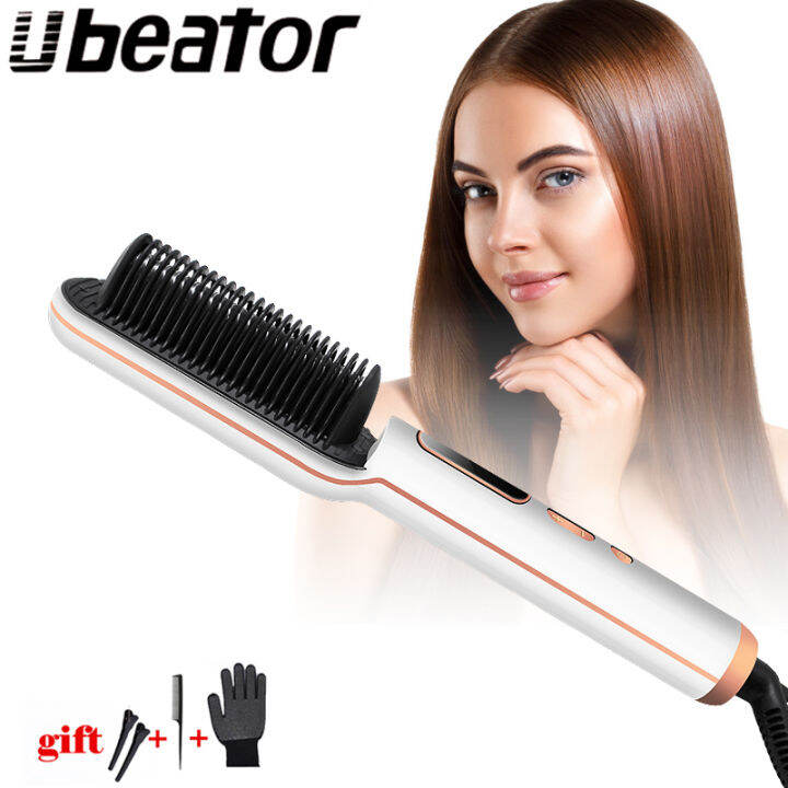 Straightening Heating Combs Men Beard Hair Straightener Ceramic Curler
