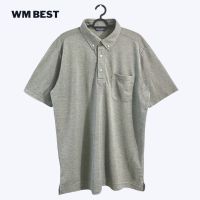 เสื้อโปโลผู้ชายแขนสั้น สีเทาอมเขียว มือสอง งานญี่ปุ่น แบรนด์ WM BEST ใหม่มาก