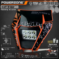 PowerZone Motorcycle LED Headlight Headlamp Head Light Supermoto Fairing For KTM EXC SXF MX Dirt Bike Enduro LED Headlight