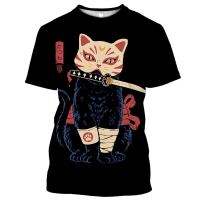 2023 new arrive- xzx180305   Ethnic Style 3D Cartoon Animal Samurai Print Graphic Tees Unisex Mens/Woman Short Sleeve T Shirt Street Fashion Outfits