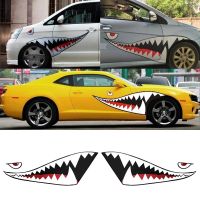 2Pcs Fun DIY Car Stickers Cartoon Shark Mouth Tooth Teeth Stylish Graphics PVC Waterproof Sticker Decoration For Car 2022 New