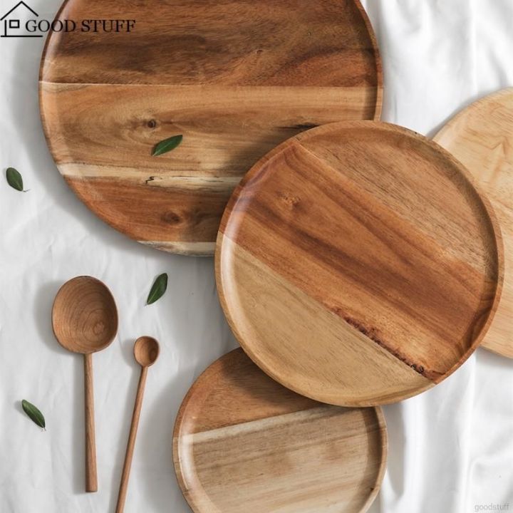 ready-stock-wood-lovesickness-wooden-round-oval-solid-pan-plate-fruit-dishes-saucer-tea-tray-dessert-dinner-plate
