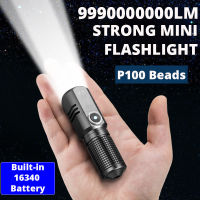 9900LM Mini Powerful LED Flashlight Tactical Hunting Torch USB Rechargeable Lamp Penlight Zoom Built-in Camping