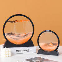 712inch Moving Sand Art Picture Round Glass 3D Deep Sea Sand scape In Motion Display Flowing Sand Frame Quicksand Painting