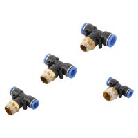 Garden T Shape 6mm 8mm 10mm 12mm 4mm Slip Lock Tee Connector  3/8" Male Thread Air Connector Fitting Pneumatic Adapters Pipe Fittings Accessories