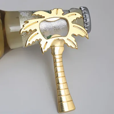 △☸ Creative Bottle Opener Coconut Tree Shape Wedding Favors Palm Gold Color Wine Bottle Opener Beer Bottle Opener for Home Bar Tool