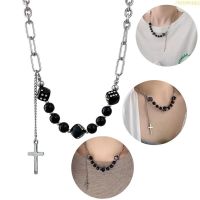 blg Goth Black Dices Cross Pendant Necklace Jewelry Accessoires Goth Pendant Choker 【JULY】