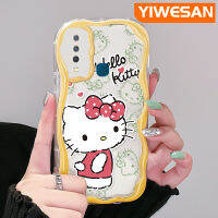 YIWESAN เคสสำหรับ VIVO Y12 Y17 Y15 Y12i Y3 Y3s ลายการ์ตูน Hello Kitty ดีไซน์ใหม่ลายคลื่นเนื้อครีมกรอบนุ่มเคสมือถือกันกระแทกแบบใสโปร่งใสลายกล้องถ่ายรูปเรียบง่ายอ่อนโยนฝาครอบป้องกัน