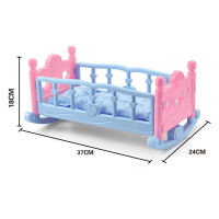 Rocking Cradle Crib ชุดเครื่องนอน Baby Doll Furniture Toys For Mellchan Dolls