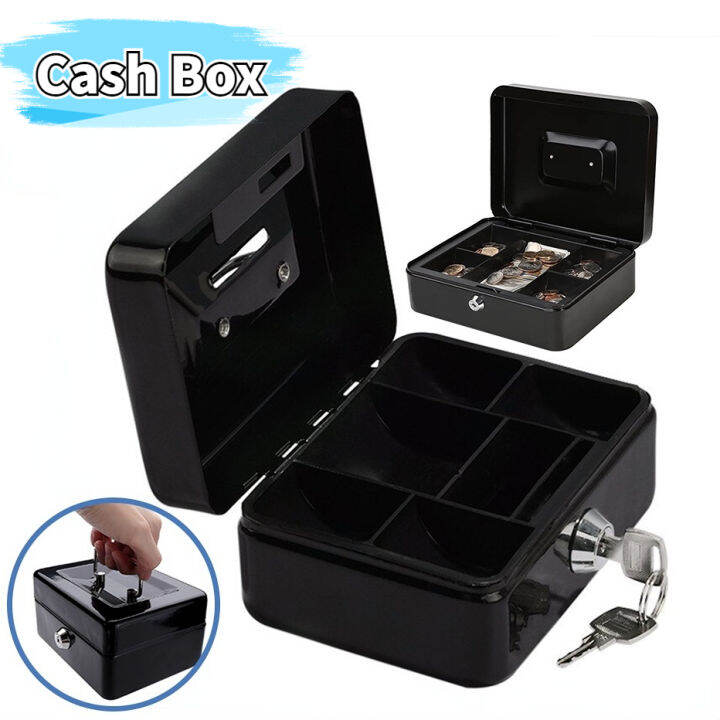 Cash Box with Money Tray Durable Steel Large Money Box Portable