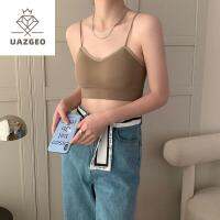 UAZGEO กีฬา ระบายอากาศได้ดี นุ่มดี กลวง ความงามด้านหลัง เสื้อครอป bralette ออลอินวัน ชุดชั้นในกีฬา แผ่นหน้าอก เสื้อกล้าม สายคล้องไหล่บาง บราไร้รอยต่อ เสื้อสตรี