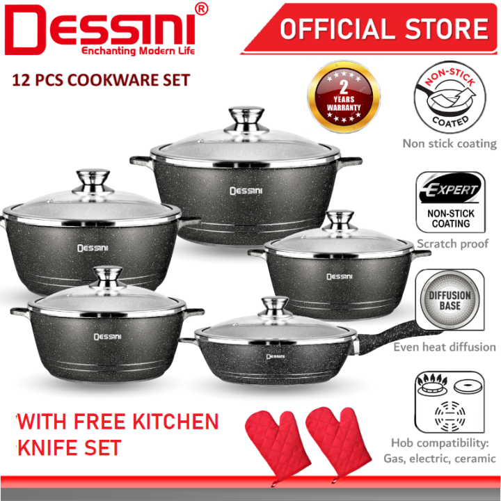 Original Dessini or Migas 12pcs Granite Coating Non Stick Cookware Set