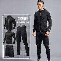 New sports four piece set mens night running reflective sports fitness clothes basketball equipment training clothes Tracksuits