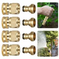 Brass Water Hose Quick Connect 3/4 inch GHT Male Female Set Spray Nozzle Water Gun Brass Quick Connector Garden Hose Fittings Watering Systems Garden