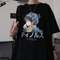 Summer Hong Kong Style Two-dimensional Animation Printing Short-sleeved T-shirt Male Loose Large Size Trend Ins Student Clothes