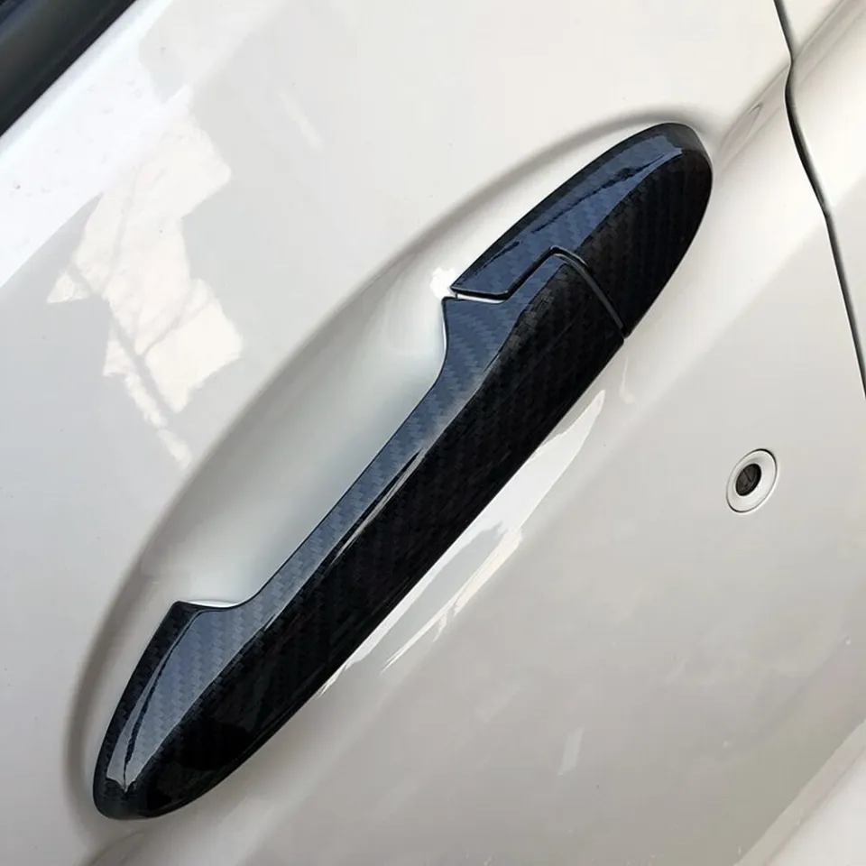 Car 8pcs Car Door Handle Cover Carbon Fiber Style Intelligent Hole