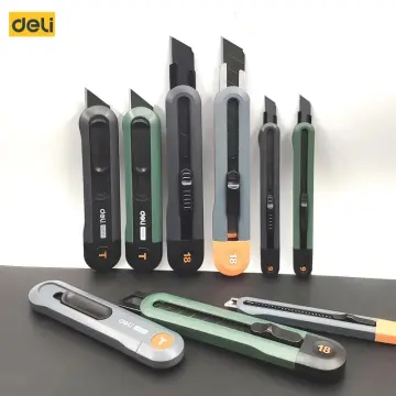 Deli Metal Box Cutters Retractable with 9mm Snap off Blades Razor Knife  Utility Knife for Carton, Cardboard, Paper Cutter