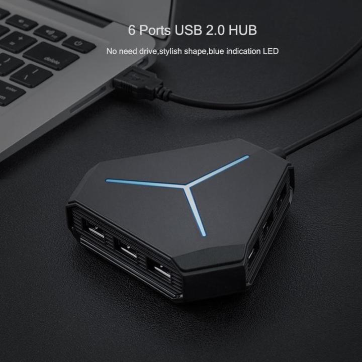 6-port-usb-hub-1m-cable-splitter-with-tf-sd-card-reader-mic-aux-cool-light-charging-usb-2-0-hab-for-compter-usb-combo-usb-hubs