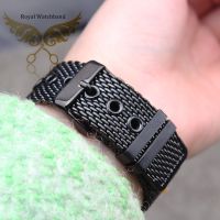 18mm 20mm 22mm 24mm Black Mens Ladies Watch Strap SHARK MESH CHAINMAIL Stainless Steel Band Bracelet Free Shipping