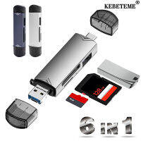 KEBETEME 6 In 1การ์ดรีดเดอร์ USB 3.0กับพิมพ์ C ไมโคร USB อะแดปเตอร์แฟลชไดรฟ์สมาร์ท Mini SD Cardreader