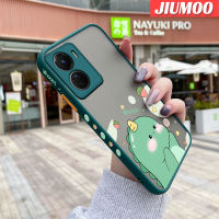 JIUMOO เคสสำหรับ Vivo Y16 Y35 5G Y56 5G Y55S 5G Y33S 5G Y33E 5G Y52T Y30G IQOO U5E การ์ตูนไดโนเสาร์น้อยน่ารักกันกระแทกกรณีโทรศัพท์ฝ้าแข็งขอบแบบนิ่มปลอกซิลิโคนคลุมทั้งหมดป้องกันเลนส์กล้องเคส