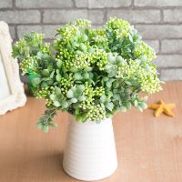 【YF】✉✢℗  7 Branches green artificial berry flowers bouquet fruit plants mini leaf outdoor living room wedding decoration