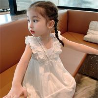 Fashion Girls Lace Party White Dress 2022 Summer New Thin Sleeveless Cotton Clothing Baby Girl Casual White Princess Dress  by Hs2023