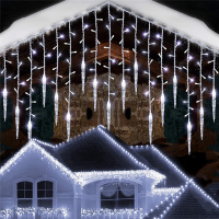 3-28M Christmas Waterfall Garland LED Curtain Icicle String Lights Outdoor Xmas Decoration Fairy Light Decor Garden Eaves Patio