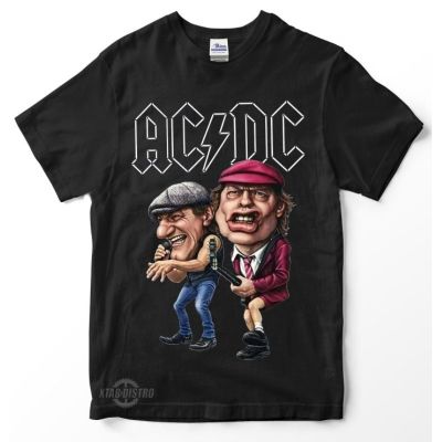 【จัดส่งเสื้อยืดในประเทศไทย】เสื้อยืด พิมพ์ลาย acdc Angus young &amp; brian johnson Caricature Premium สําหรับผู้ชาย