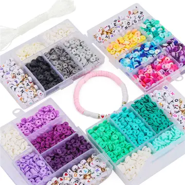 3600PCS Polymer Clay Bead Set 6MM Rainbow Color Flat Chip Bead For Boho  Bracelet Necklace Making Letter Bead Accessories Kit DIY