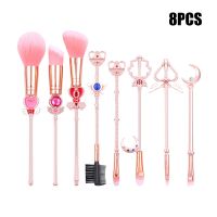 【cw】 8pcs Anime Makeup Brushes Set Pink Tools Blush Foundation Concealer 【hot】