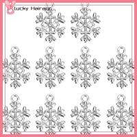 LUCKY HAIRACC 20pcs เงินสีเงิน จี้ชาร์มรูปเกล็ดหิมะสำหรับเทศกาลคริสต์มาส 0.5x0.7inch โลหะผสมอัลลอยด์ ตกแต่งห้อยขนาดเล็ก งานทำมือ เครื่องรางธีมคริสต์มาส สำหรับคริสต์มาส