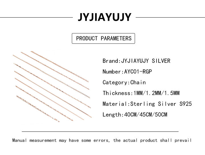 jyjiayujy-100-เงินสเตอร์ลิง-s925สร้อยคอการออกแบบที่แตกต่างกัน-ความยาวทองคำสีกุหลาบเครื่องประดับชุบของขวัญ-ayc01-rgp