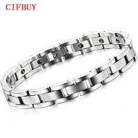 CIFbuy Jewelry Magnet Stone Man Bracelet Classical Stainless Steel Energy Balance Link Chain Bracelets For Men Health Care GS8012