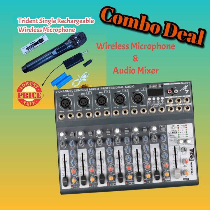Combo 7channel mixer + wireless mic Lazada PH