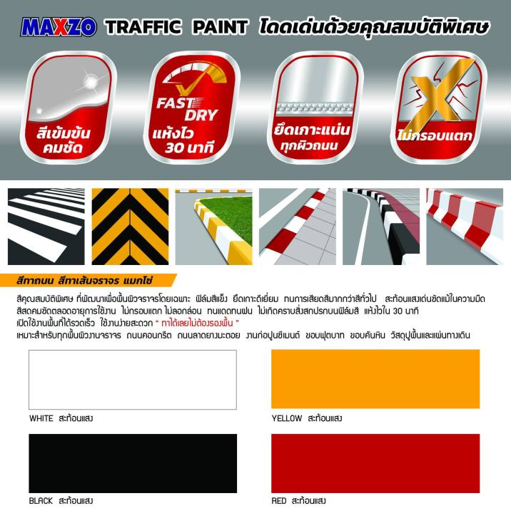 maxzo-traffic-paint-สีทาถนน-สีทาเส้นจราจร-ขนาด-1-แกลลอน-ชนิดผสมเม็ดแก้วสะท้อนแสง-ฟิล์มสีแข็ง-เข้มข้นคมชัด-แห้งไว-ยึดเกาะแน่นทุกพื้นผิวถนน