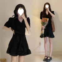 [COD] Little black dress high waist 2023 summer new French womens design sense slimming
