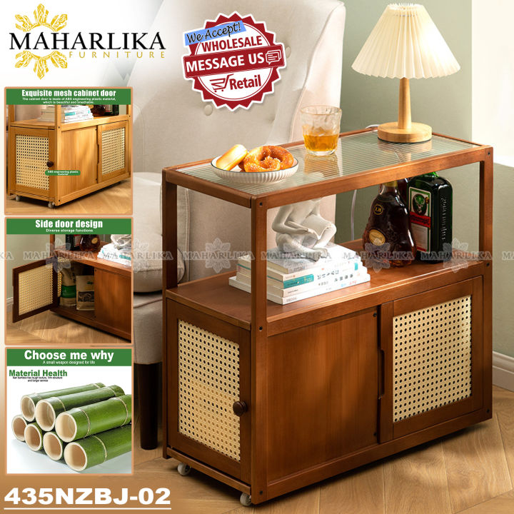 Maharlika 435 Bamboo Wooden Table with Three Side Door Storage