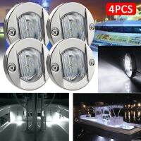 4ชิ้น DC 12V กันน้ำเรือท้องแบนไฟ Stern LED สีขาวเย็นโคมไฟท้ายเรือยอชท์สีน้ำเงิน/ขาว/อำพัน