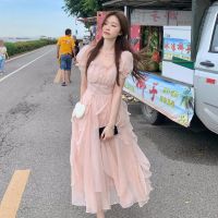 【CC】 Ruffled Dresses for 2023 Collar Short Sleeve Female Color Tunic