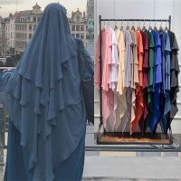 【YD】 Fashion Muslim Khimar Three Layer Hijabs Dubai Turkey Arabic Turban Headdress Scrafs Prayer Garment