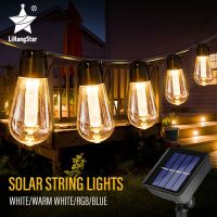 ไฟราวพลังงานแสงอาทิตย์ LED กลางแจ้งกันน้ำ IP65หลอดตกแต่งคริสต์มาสพวงมาลัยวันหยุดย้อนยุคโคมไฟนางฟ้าเฟอร์นิเจอร์ในสวน